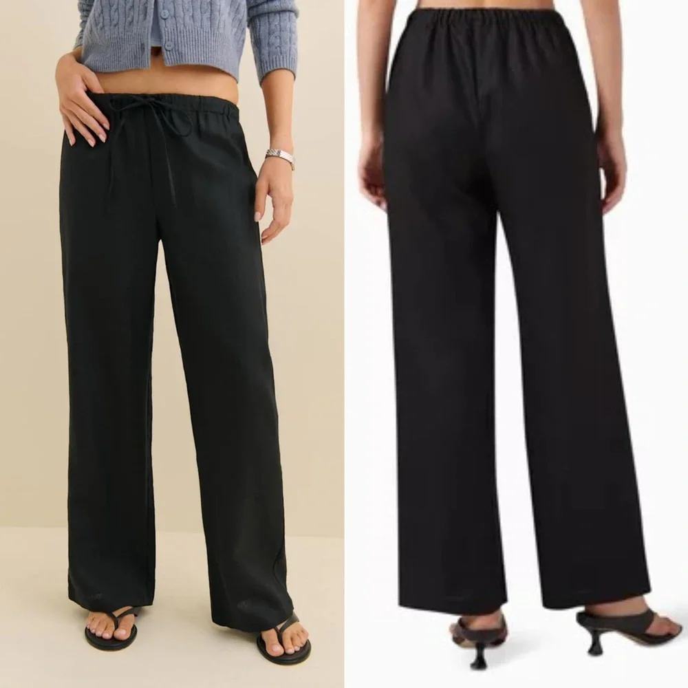 Reformation Olina Linen Pants in Black Size XS